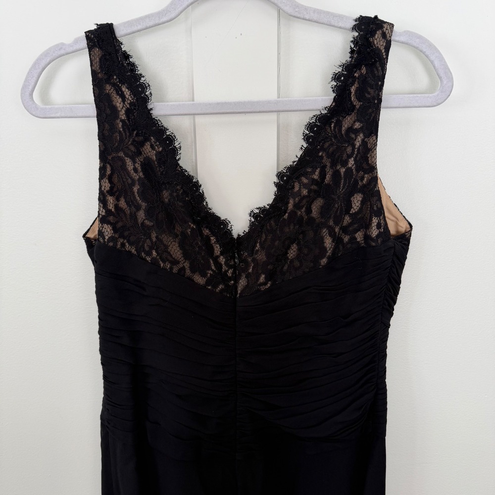 VTG Ann Klein Black Sleeveless Dress Lace Silk Cocktail Wedding Guest LBD Size 6 - Picture 8 of 12